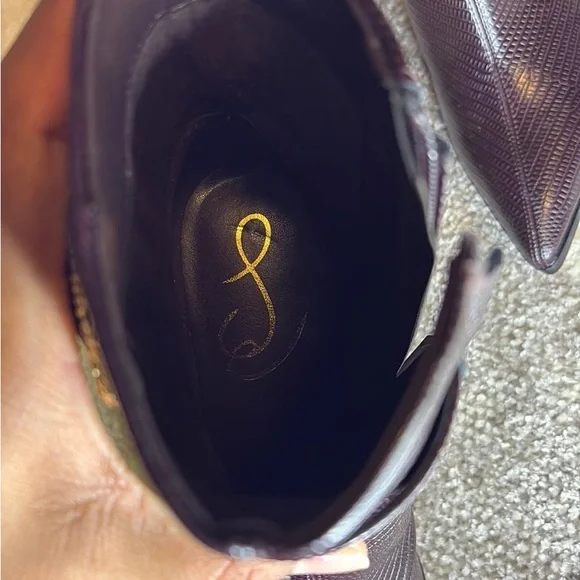 Sam Edelman Brown Gold Textured Ankle Boots